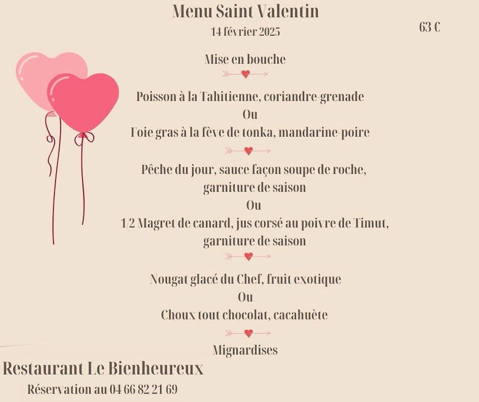 Restaurant Le Bienheureux - Menu Image 1